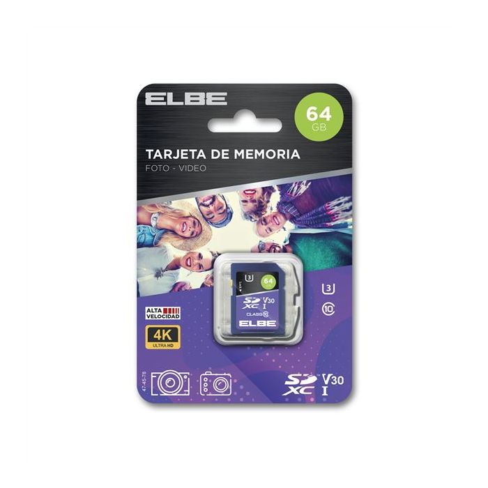 Tarjeta Sd 64Gb Para Resolución 4K U3 ELBE SD-3064 1