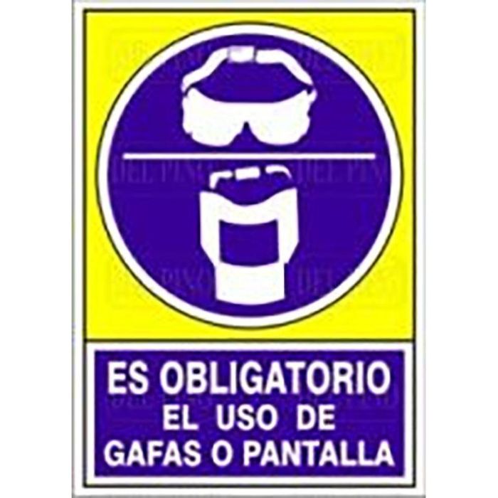 DUVER 611 Señal Plástico 420x297mm "Obligatorio Uso Gafa o Pantalla" Seguridad Industrial Duver