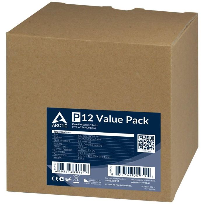 ARCTIC P12 Max-120mm Ventilador PWM regulated para carcasa de ordenador, 5-Pack, 12cm, Negro, 1800 RPM 5 ARCTIC P12 Max-120mm Ventilador PWM regulated para carcasa de ordenador, 5-Pack, 12cm, Negro, 1800 RPM 5