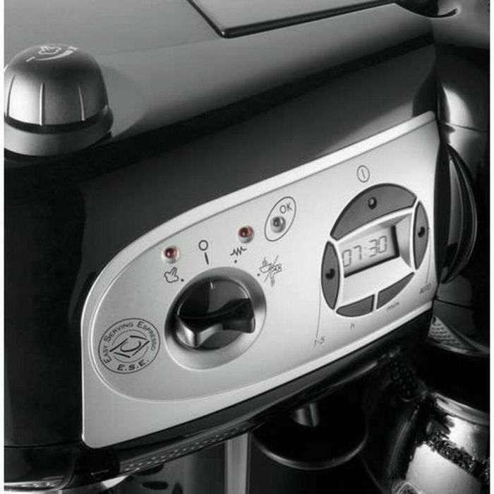 Delonghi BCO 264.1 Cafetera Espresso Combinada 15 Bar 1750W con Vaporizador, Doble Depósito, Temporizador Digital y Apagado Automático, Negro 1