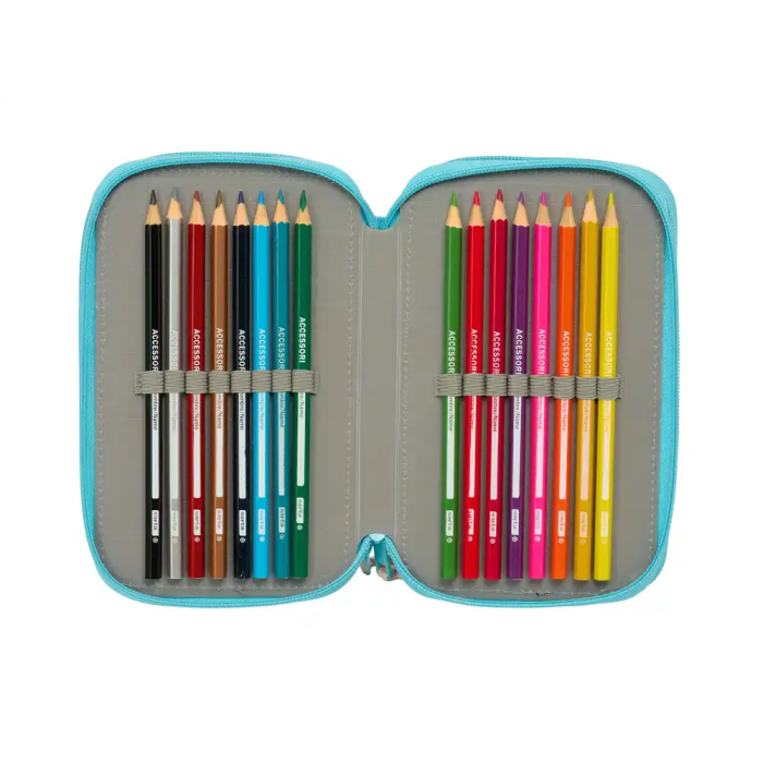 Safta Plumier Escolar Triple Cremallera 37 Piezas Reciclado Moos Fiori 195x125x55 mm 4