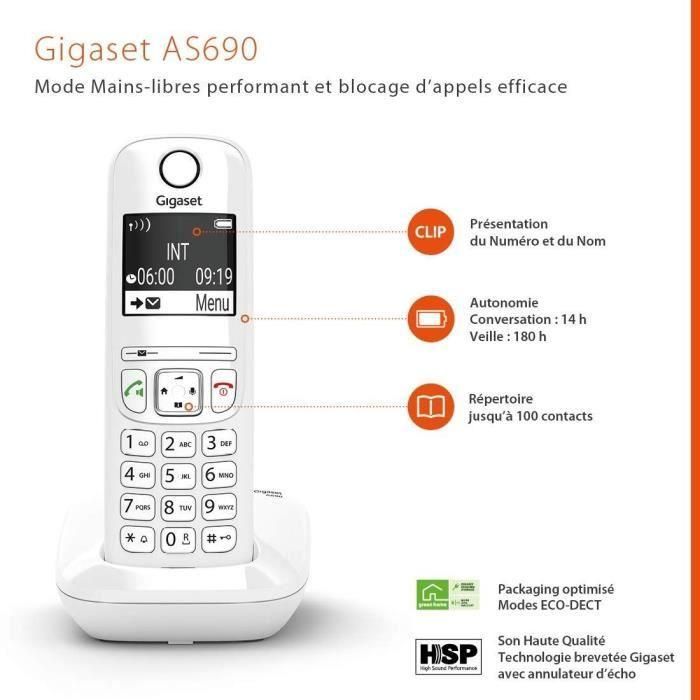 Teléfono fijo GIGASET AS690 Trio Blanco 3 Teléfono fijo GIGASET AS690 Trio Blanco 3