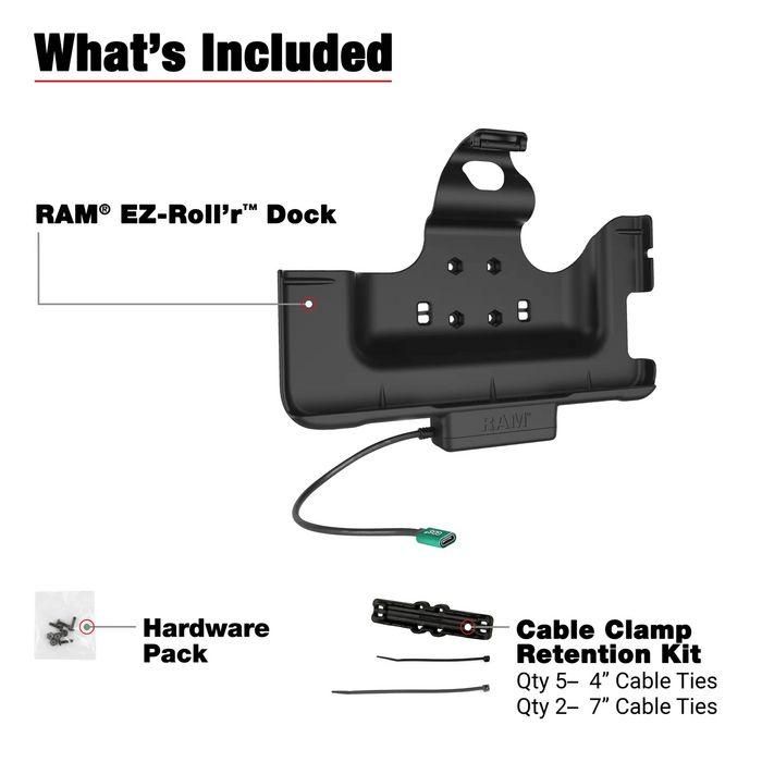RAM Mounts RAM-HOL-SAM52CPU Base de Carga USB-C para Samsung Galaxy Tab Active4 Pro y Tab Active Pro, Negro/Verde 3