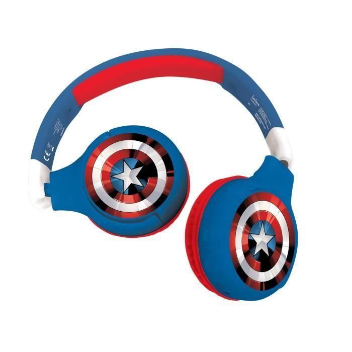 Lexibook Auriculares Avengers Bluetooth 2 en 1 Plegables para Niños con Limitación de Sonido y 12h de Autonomía Inalámbrica