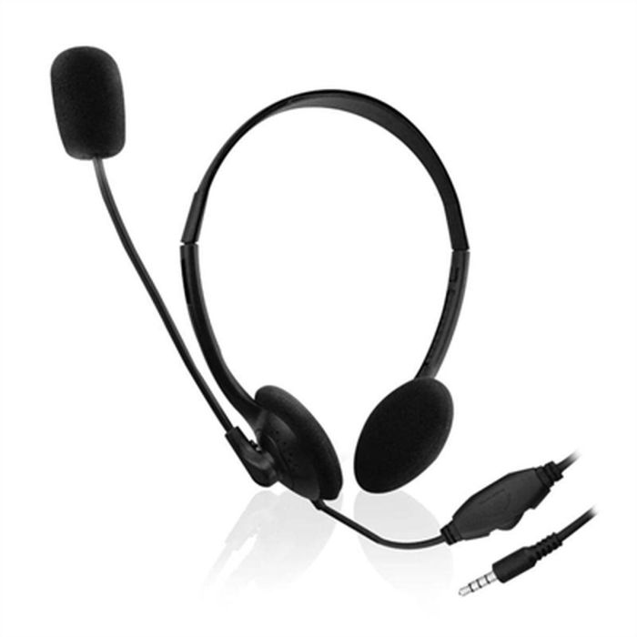 Ewent EW3567 Auriculares Alámbricos Diadema Supraaural con Conector 3.5mm, Micrófono Boom, para Llamadas y Música, Negro 3