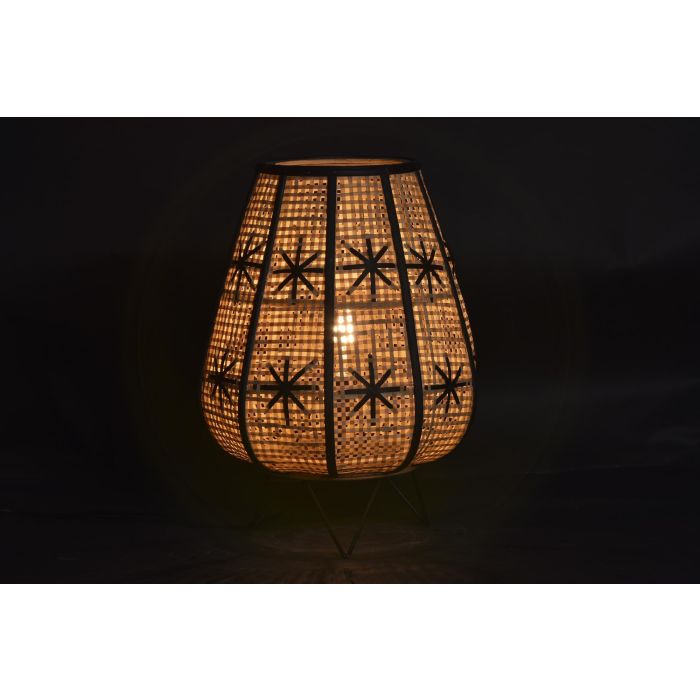 DKD Home Decor Lámpara Sobremesa Tropical de Ratán y Metal E27 Marrón Negro Acabado Natural 37x47x37 cm 1 DKD Home Decor Lámpara Sobremesa Tropical de Ratán y Metal E27 Marrón Negro Acabado Natural 37x47x37 cm 1