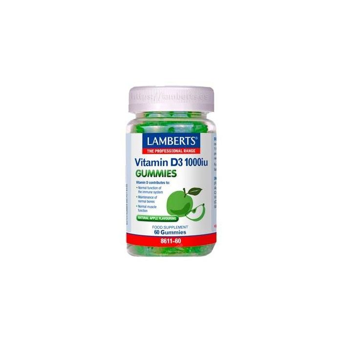 Lamberts Vitamina D3 1000 UI Gominolas Sabor Manzana sin Azúcar 60 Gummies