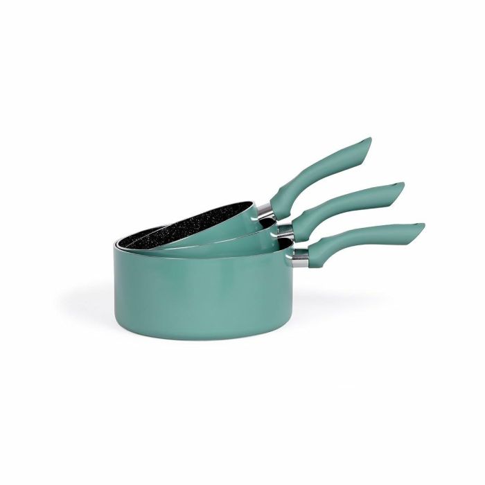 Set de Cazos Livoo Ø 18 cm Ø 20 cm Ø 16 cm Verde Aluminio 3 Piezas 5 Set de Cazos Livoo Ø 18 cm Ø 20 cm Ø 16 cm Verde Aluminio 3 Piezas 5
