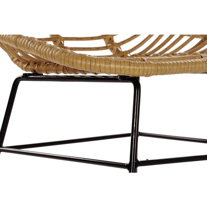 DKD Home Decor Silla Terraza Y Jardin Natural Negro 56 x 91 x 49 cm Ratan Sintetico Metal