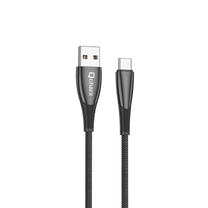 Qcharx international Cable USB A a Tipo C, carga rápida 3A, 18W, anti-rotura, 1m, gris oscuro