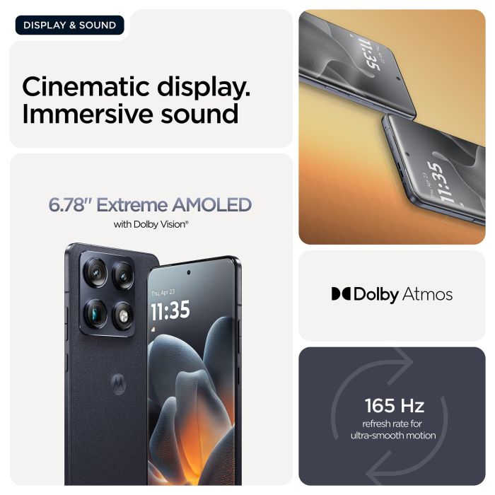 Motorola Signature 5G Smartphone, Pantalla Extreme AMOLED 6.78" 165Hz, Snapdragon 8 Gen 5, 16GB RAM 512GB, Triple Cámara 50MP, Batería 5200mAh, Android 16.0, Azul Oscuro