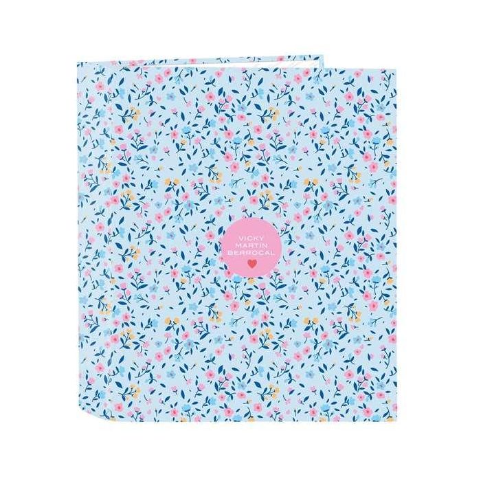 Carpeta de anillas Vicky Martín Berrocal Paraíso Azul Rosa A4 27 x 33 x 6 cm