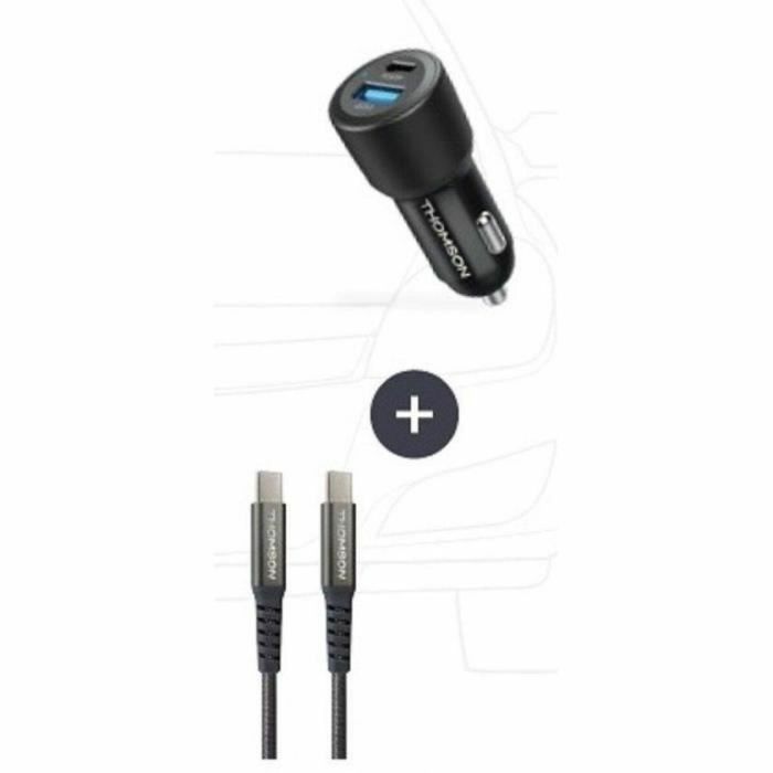 Thomson THO3513767400039 Pack Cargador Coche 60W y Cable USB-C a USB-C 65W 1.5m