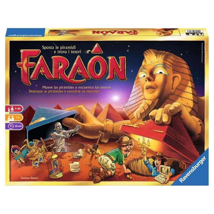 Ravensburger Juego de Mesa Faraón - Estrategia Innovadora para Toda la Familia, Incluye 47 Pirámides y Tesoros