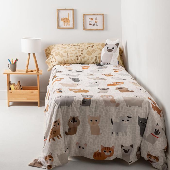 Juego de funda nórdica HappyFriday Mr Fox Cats Multicolor Cama de 80/90 2 Piezas 3