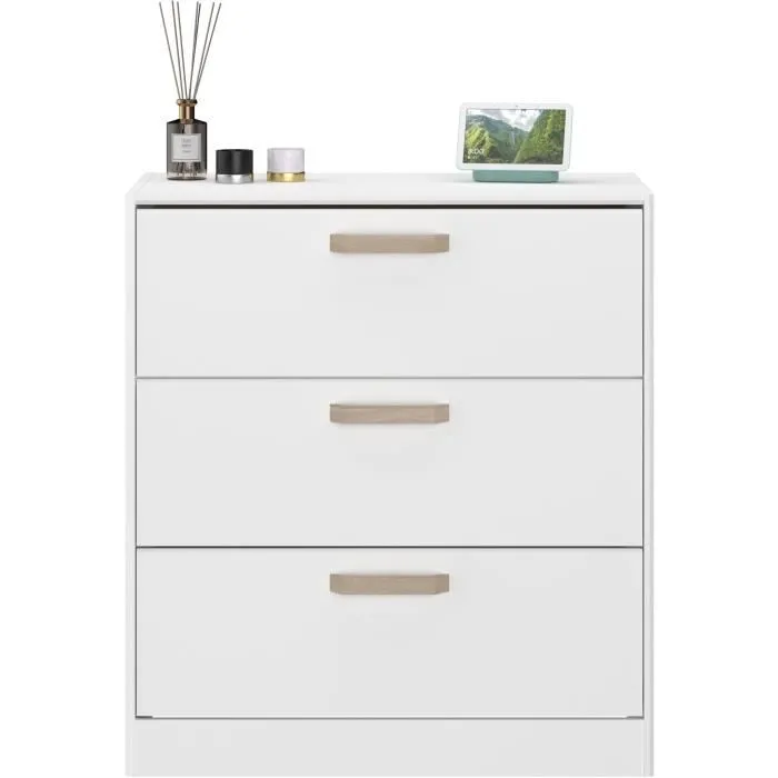 Parisot PAR3480940299905 Cómoda DREAM 3 Cajones Blanca L79,7 x H87,8 x P43,8 cm 2