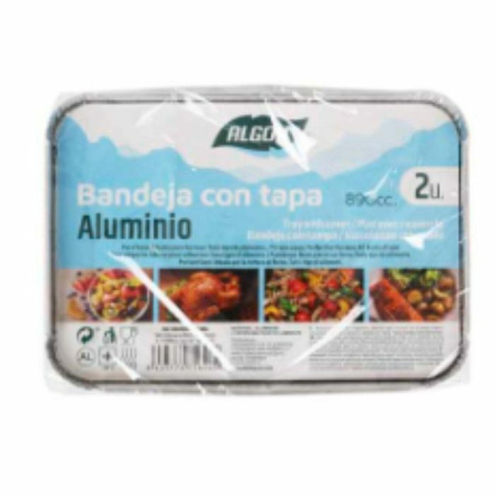 Bandeja con tapa Algon Aluminio Rectangular 890 ml 22 x 16 x 4,5 cm (12 Unidades) 1 Bandeja con tapa Algon Aluminio Rectangular 890 ml 22 x 16 x 4,5 cm (12 Unidades) 1