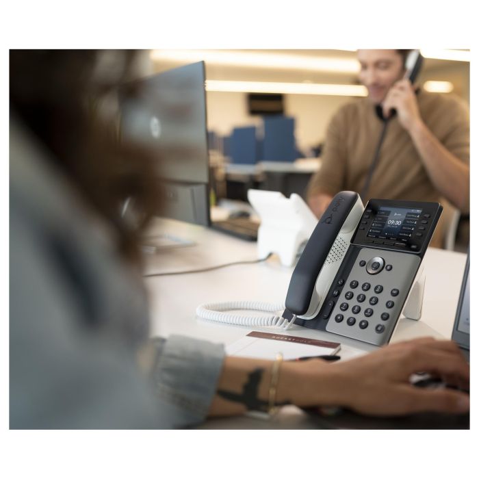 HP Poly Teléfono IP Edge E350, Teléfono IP con 8 líneas y pantalla IPS de 3.5 pulgadas, Negro 4