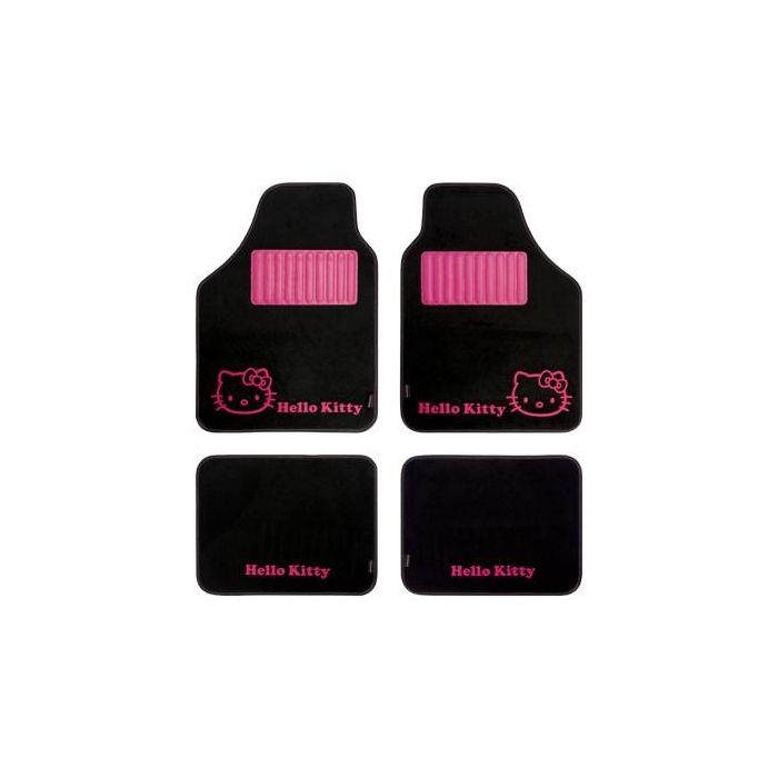 Set de Alfombrillas para Coche Hello Kitty Negro Rosa (4 pcs) 4 Set de Alfombrillas para Coche Hello Kitty Negro Rosa (4 pcs) 4
