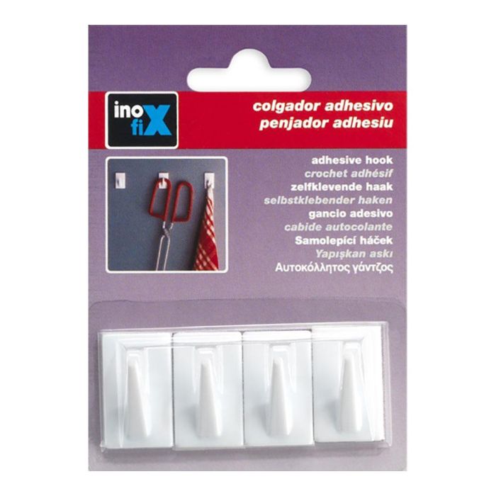 Inofix Colgador adhesivo clásico blanco 2075-2-000 PVC para cocinas o armarios (4 unid.) 1
