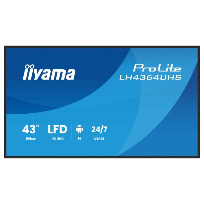 iiyama 43" UHD 3840x2160 VA DLED Panel 500cd/m² Haze 25% Android 14 OS 24/7 Operación con Wall Mount Incluido 1