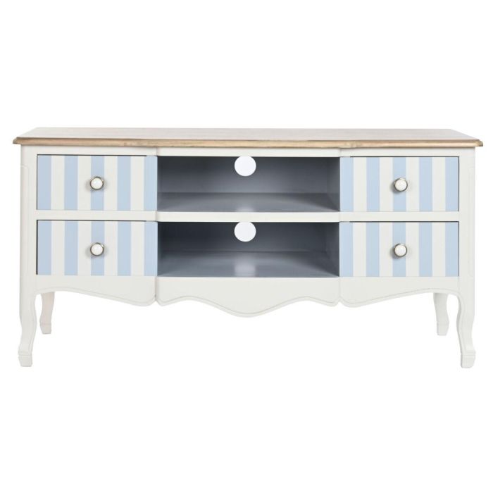 Mueble Tv Mediterraneo DKD Home Decor Blanco Azul Celeste 48 x 60 x 120 cm 2