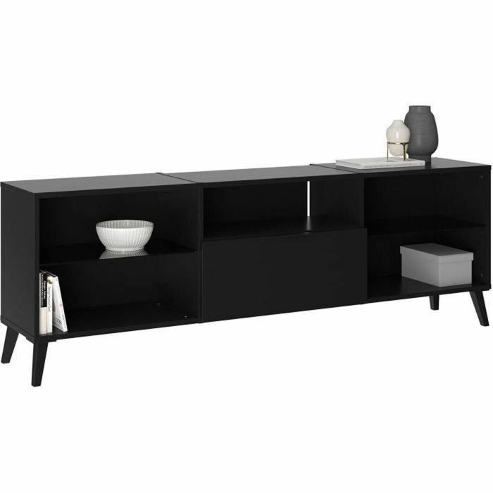FMD FMD4029494126405 Mueble bajo para TV/Hifi, Decoración en negro, L153,5 x H52 x D31,5 cm, Hecho en Alemania