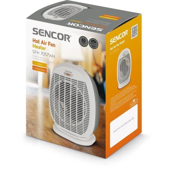 Radiador de aire caliente - SENCOR - SFH 7057WH - 2000 W - 2 niveles de calefacción - Termostato - Blanco 3