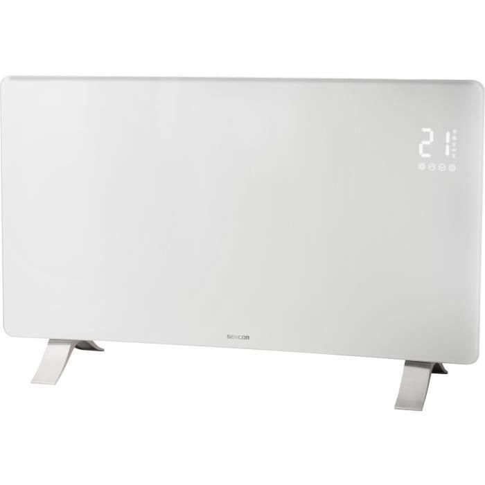 Radiador de cristal Wi-Fi inteligente - SENCOR - SCF 4740WH - 2400 W - 2 niveles - Termostato - Blanco 1