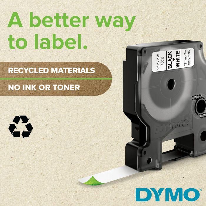 Dymo Cinta De Transferencia Termica D1 45021.Etiquetas Estándar Blanco Sobre Negro De 12 mmx7M. Poliester Autoadhesiva. 10 Dymo Cinta De Transferencia Termica D1 45021.Etiquetas Estándar Blanco Sobre Negro De 12 mmx7M. Poliester Autoadhesiva. 10