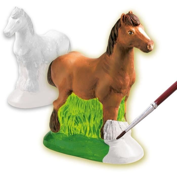 Moldeo y pintura - Caballo - SES CREATIVE - Incluye molde de látex, soporte de secado, yeso, pintura y pincel 1