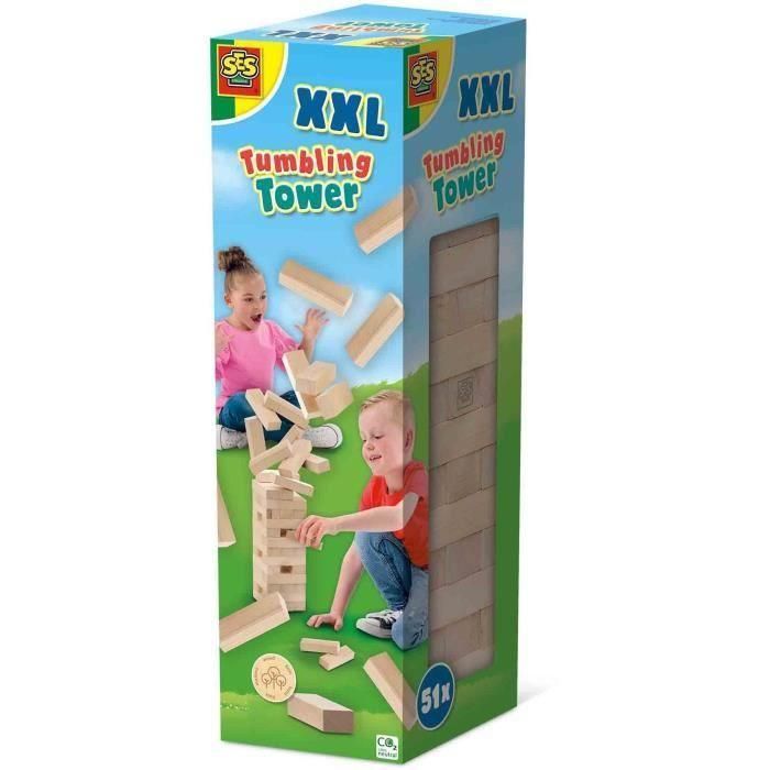 XXL Tumbling Tower - Juego de habilidad - SES CREATIVE - Versión XXL para exteriores, emocionante para niños y adultos.