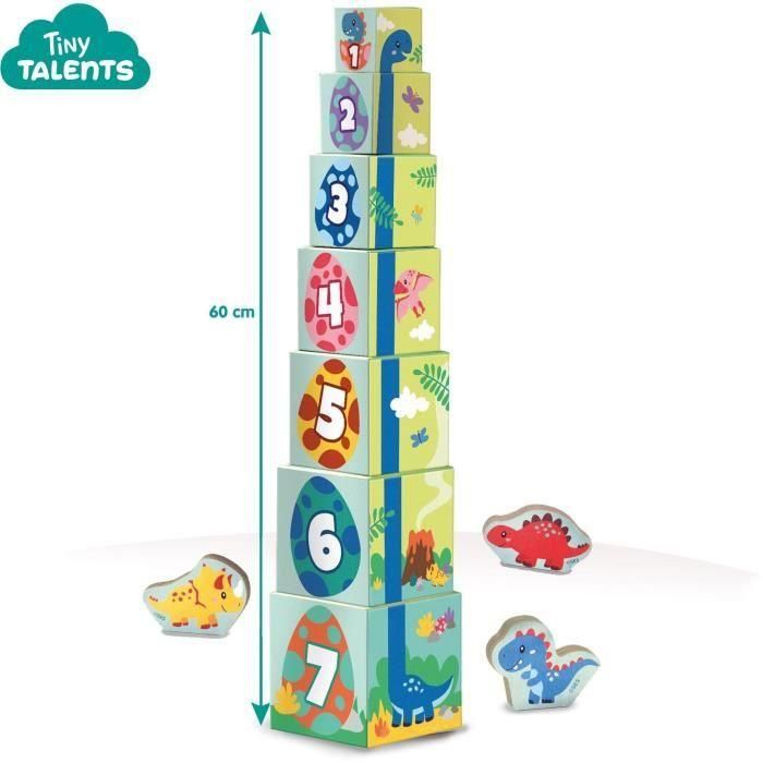 Torre de bloques para apilar con figuras de dinosaurios - Juego de habilidad - SES CREATIVE - Torre apilable con 3 figuras de dinosaurios. 2