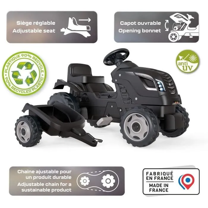 Smoby 3032167101310 Tractor de Pedal Farmer XL con Remolque - Negro 2