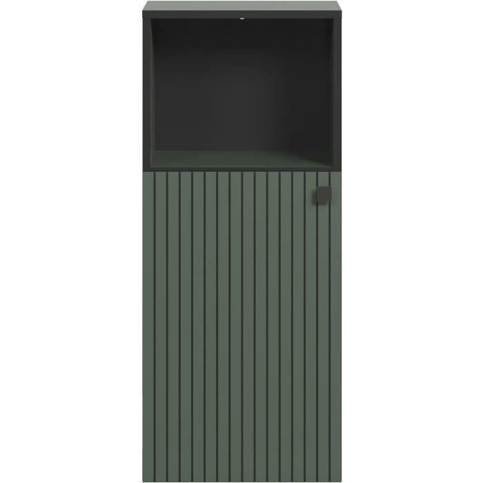 Almacenamiento de baño - Decoración verde salvia y negro - L40 x H95 x D31cm - PURE BLISS Almacenamiento de baño - Decoración verde salvia y negro - L40 x H95 x D31cm - PURE BLISS