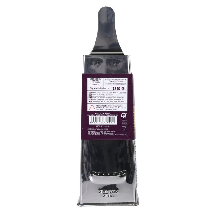 Quttin Rallador Multiusos 4 Caras Acero Inoxidable 20 cm (12 Unidades) 5 Quttin Rallador Multiusos 4 Caras Acero Inoxidable 20 cm (12 Unidades) 5