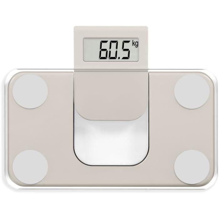 LIVOO DOM532C Minibáscula Electrónica Digital Max 180 kg, LCD, Cristal Templado, Encendido/Apagado Automático, Color Crema 1