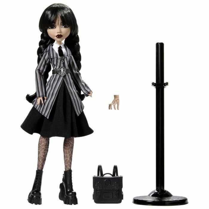Monster High Muñeca Miércoles Addams en Uniforme con Cosa HXJ04 4