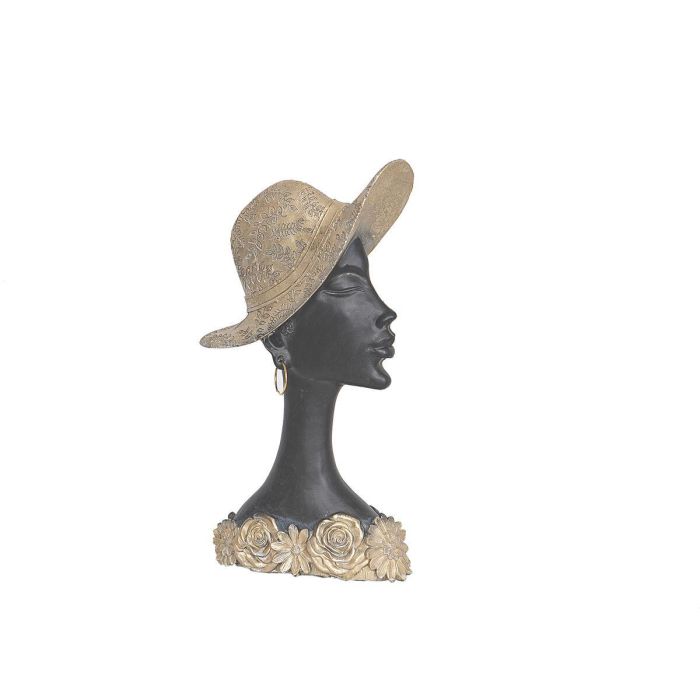 Busto Romimex Marrón Resina Mujer Sombrero 15 x 28 x 6 cm