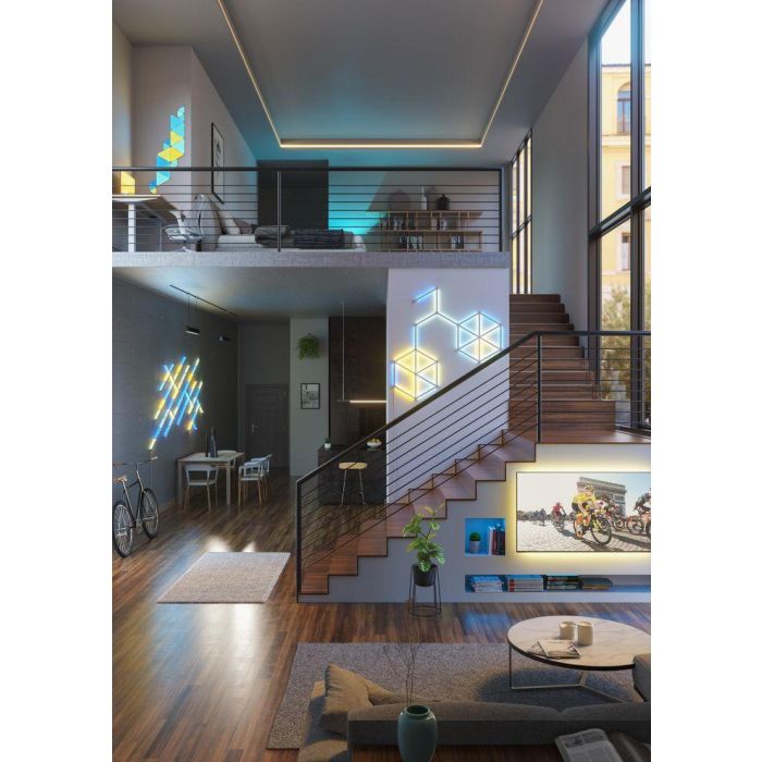 Nanoleaf Lines Starter Kit 15PK Barras de Luz LED Inteligentes Modulares RGBW Retroiluminadas con 2 Zonas de Color 16