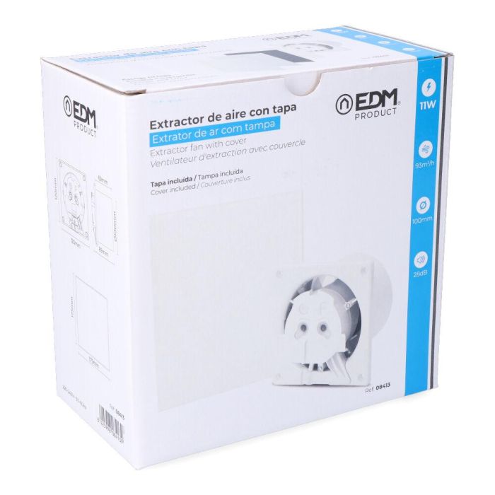 Extractor de aire con tapa blanca, ( personalizable) 11w ø10cm edm 4