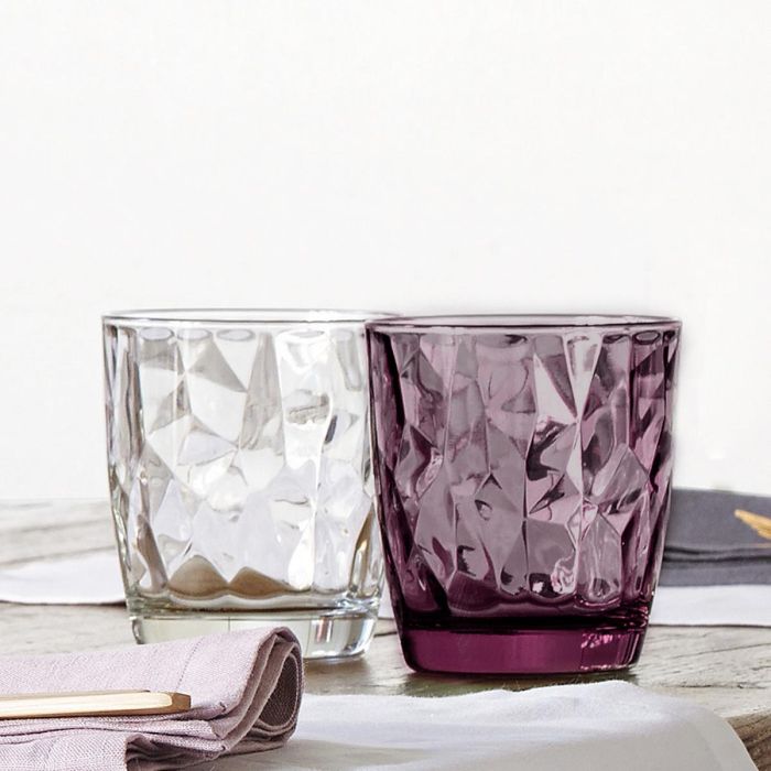 Bormioli Rocco Vaso Bajo Diamond Vidrio 39 cL, Pack de 6 Unidades Rosa con Relieve, Fabricado en Italia, Apto Lavavajillas 1