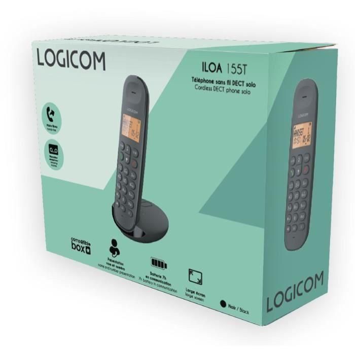 Teléfono inalámbrico fijo - LOGICOM - DECT ILOA 155T SOLO - Negro - Con contestador automático 4 Teléfono inalámbrico fijo - LOGICOM - DECT ILOA 155T SOLO - Negro - Con contestador automático 4