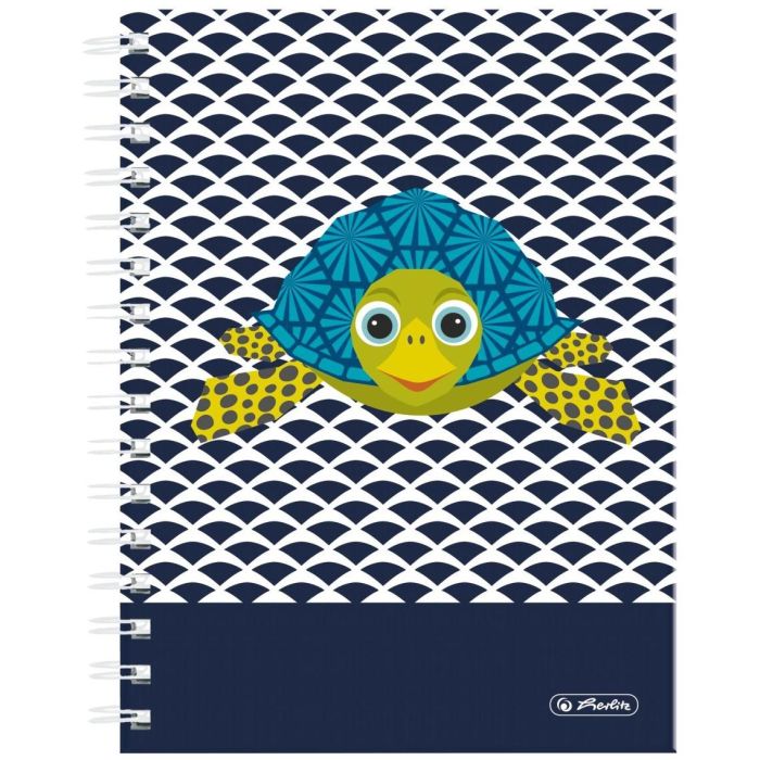 Herlitz 50039180 Cuaderno espiral A5 Cute Animals Turtle, 100 hojas, papel cuadriculado, 70 g/m², cubierta de papel