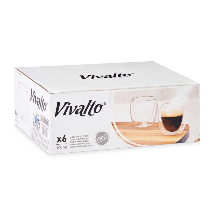 Vaso de Vidrio Borosilicato Café 100 ml Vivalto - 6.5x6x6.5 cm (24 Unidades) 2 Vaso de Vidrio Borosilicato Café 100 ml Vivalto - 6.5x6x6.5 cm (24 Unidades) 2
