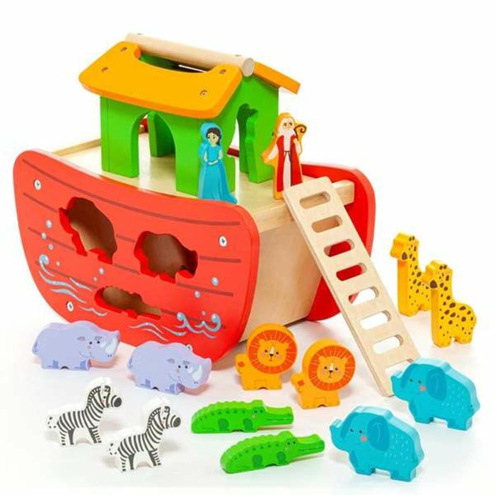 Molto Arca de Noé de madera con 17 piezas, ideal para niños a partir de 3 años Molto Arca de Noé de madera con 17 piezas, ideal para niños a partir de 3 años