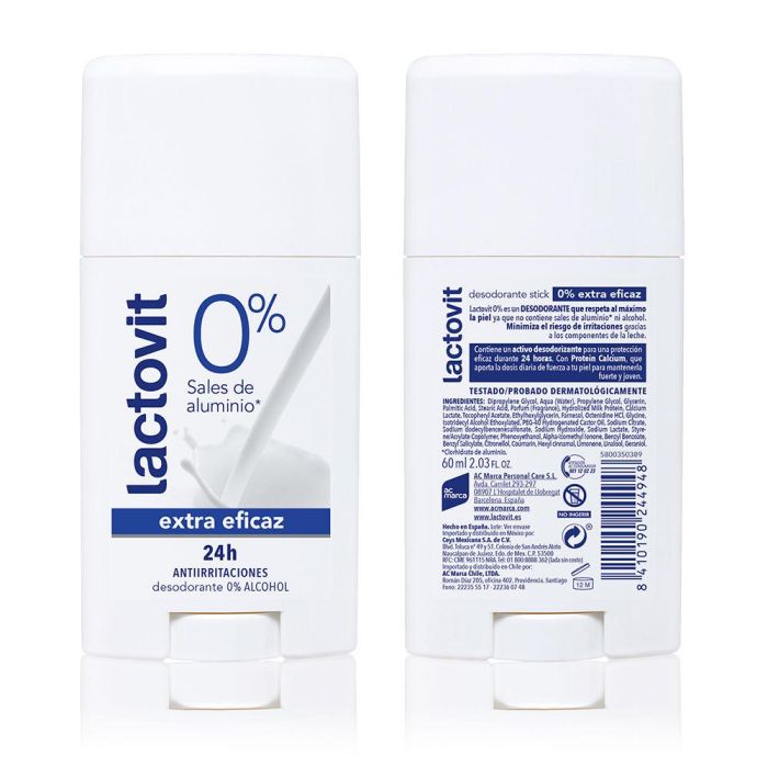 Lactovit Desodorante Original Extra Eficaz 0% Deo Stick 60 ml 1
