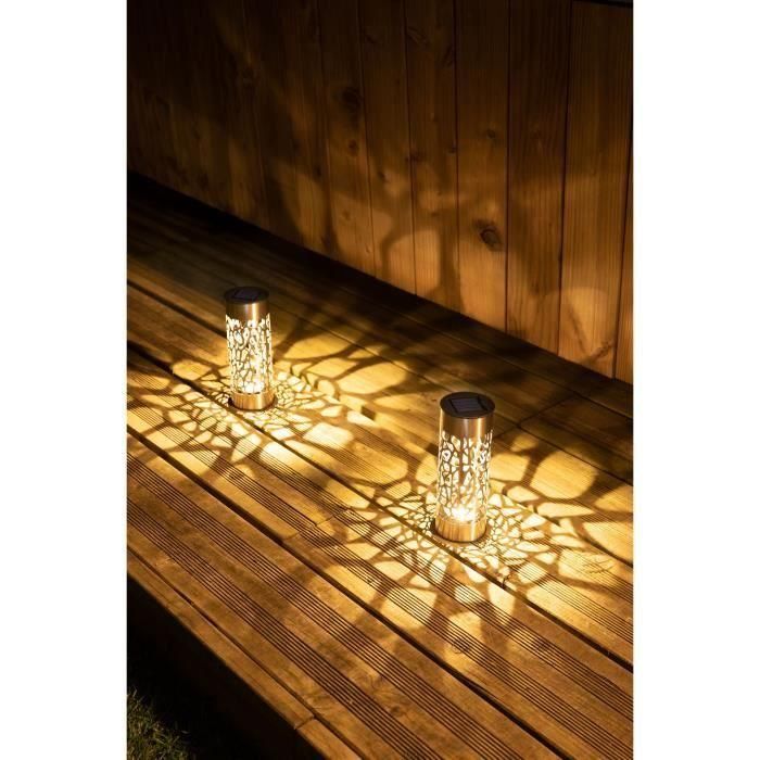 Galix G4445 Terminal Baliza Solar de Acero Inoxidable, para Jardín, con Estaca, 28 cm de Altura, Luz Blanco Cálido 1