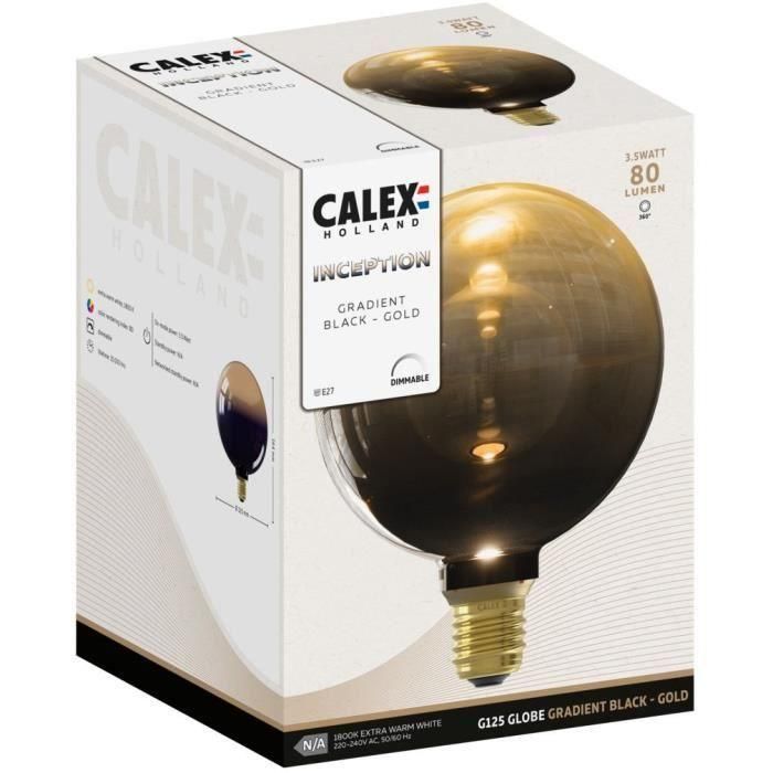 Bombilla LED E27 - CALEX - INCEPTION G125 - 3,5 W - 80 lm - 1800 K - Negro / dorado degradado 2 Bombilla LED E27 - CALEX - INCEPTION G125 - 3,5 W - 80 lm - 1800 K - Negro / dorado degradado 2