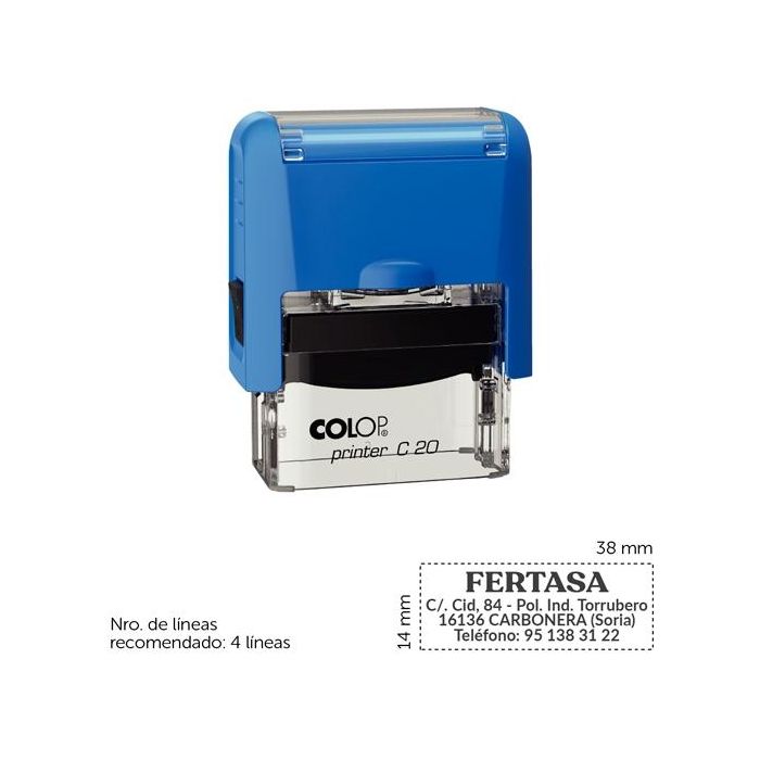Colop Sello Automático Printer C20 Con Placa De Texto Personalizable 14x38 mm 4 Líneas -Para Personalizar- Colop Sello Automático Printer C20 Con Placa De Texto Personalizable 14x38 mm 4 Líneas -Para Personalizar-